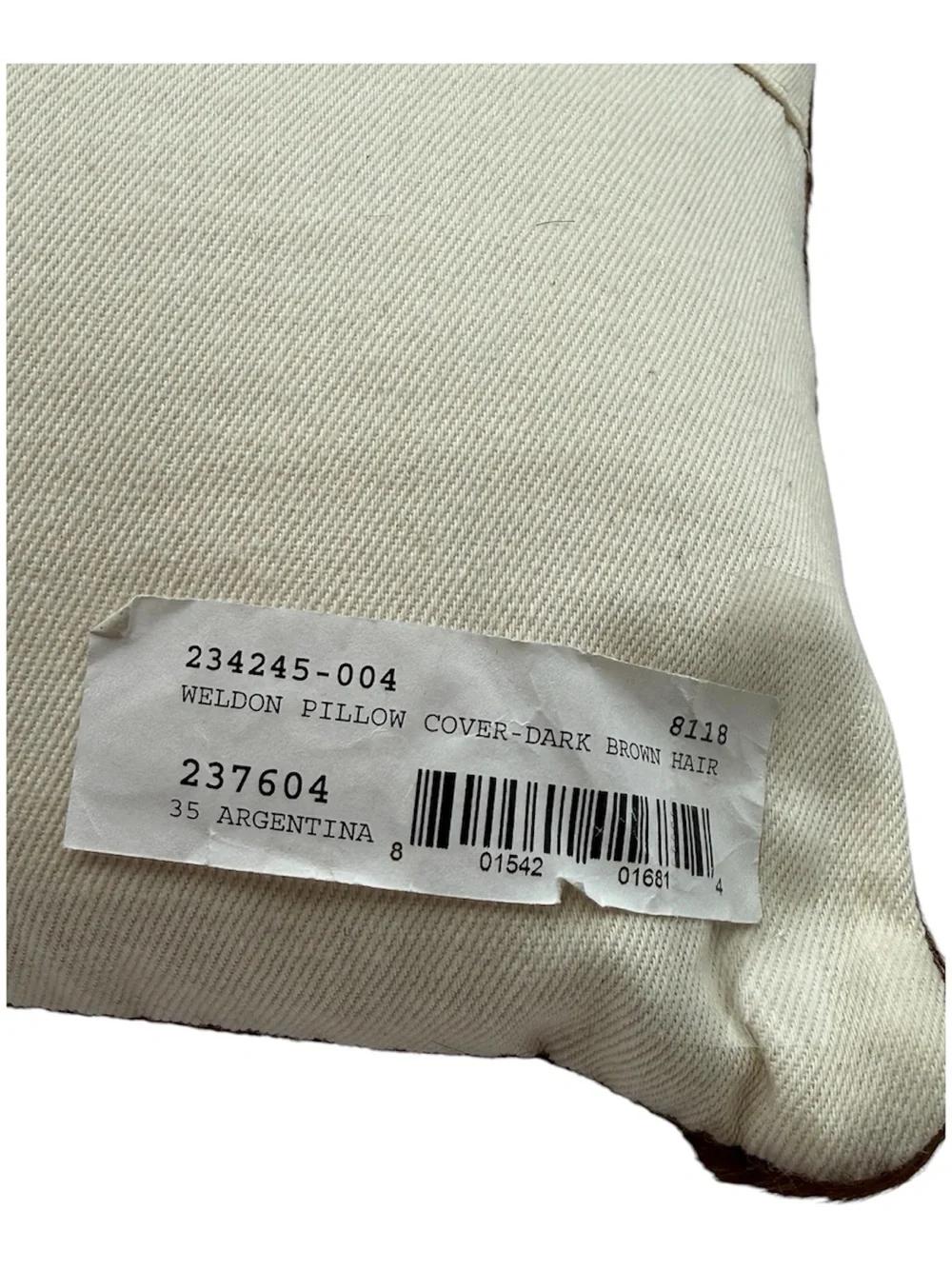 Four Hands Weldon Dark Brown Hair on Hide Cowhide Pillow Set Of 2 Showroom
